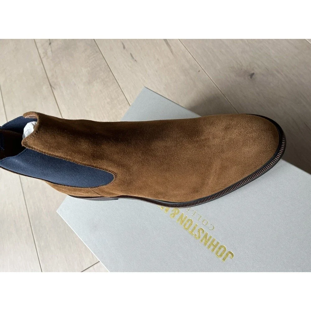 New Johnston & Murphy Collection Hartley Chelsea Boot Suede Leather 11 M Italy